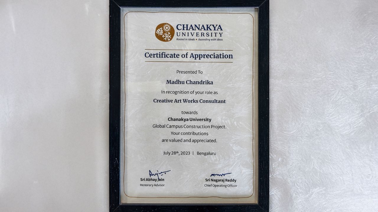 Chanakya University Certificate of Appreciation Chanakya University Certificate of Appreciation