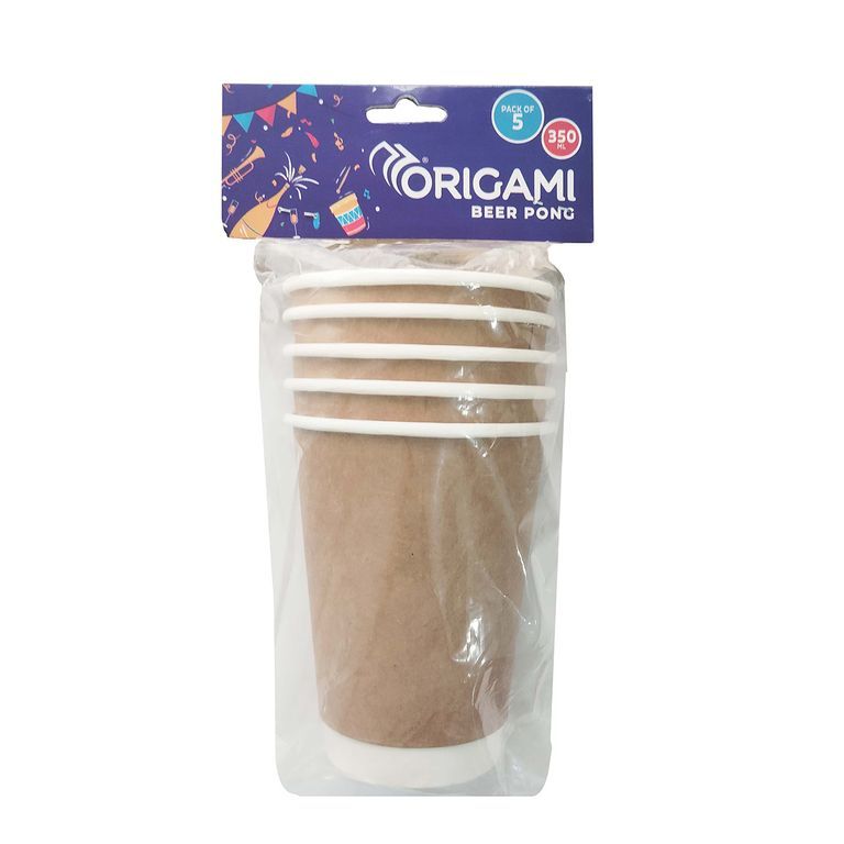 Origami Beer Pong Cups - 350 ml | Pack of 5 | Disposable Party Cups
