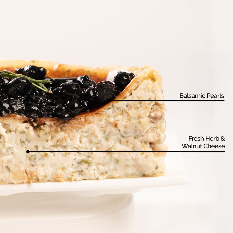 Herb & Walnut Baked Cheese with Balsamic Pearls