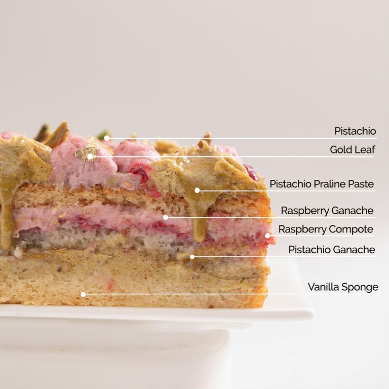Pistachio Raspberry Cake - Eggless