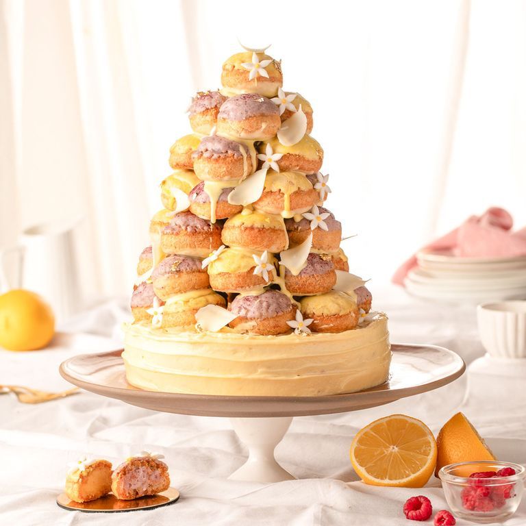 Lemon Raspberry Croquembouche 