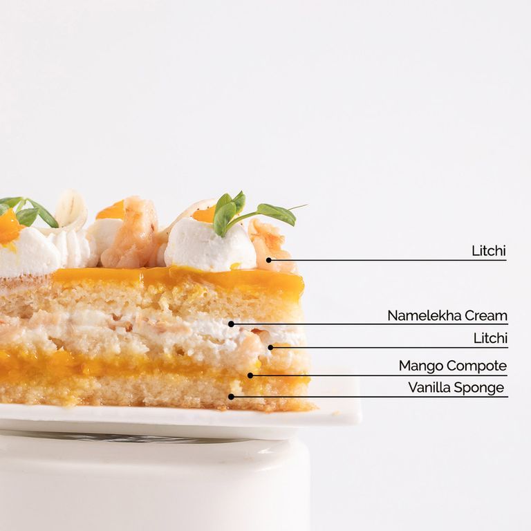 Mango Litchi Cake - Eggless 