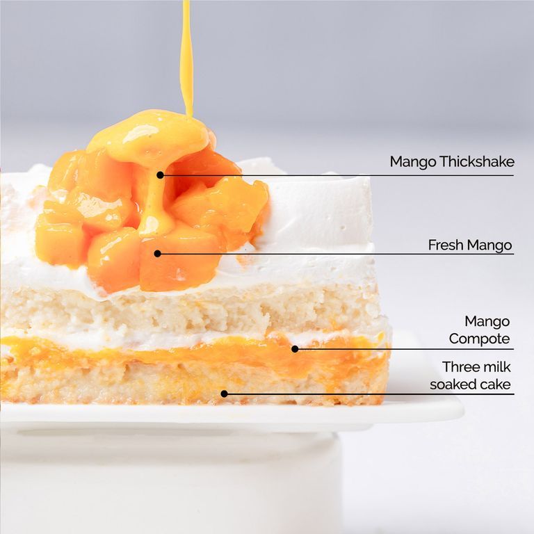 Mango Tres Leches With Mango Sauce  - Eggless 